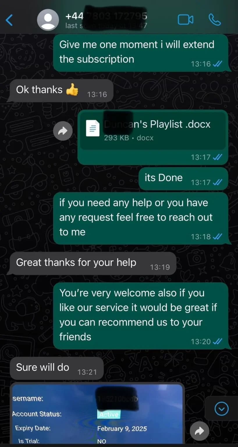 Screenshot of a customer review 1